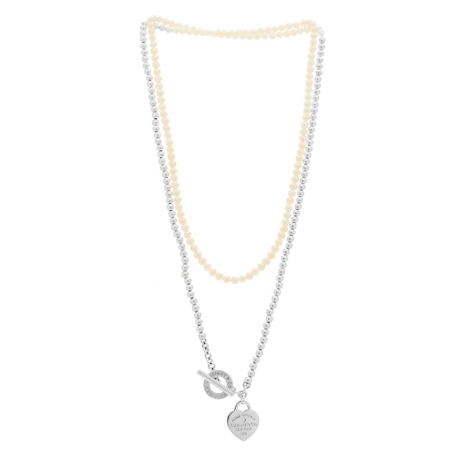 Tiffany Sterling Silver Diamond Cultured Pearl Return to Tiffany Wrap Necklace 2 of 5