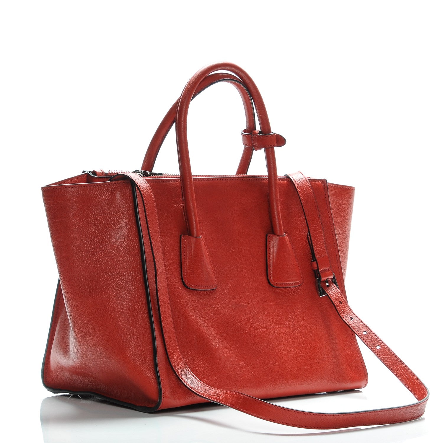 Prada Glace Calf Twin Pocket Tote Fuoco 3 of 8