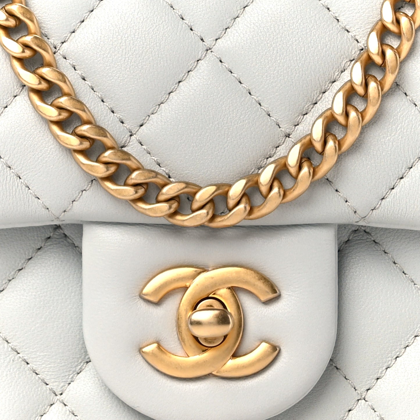 Lambskin Quilted Mini Sweet Camellia Flap Light Blue