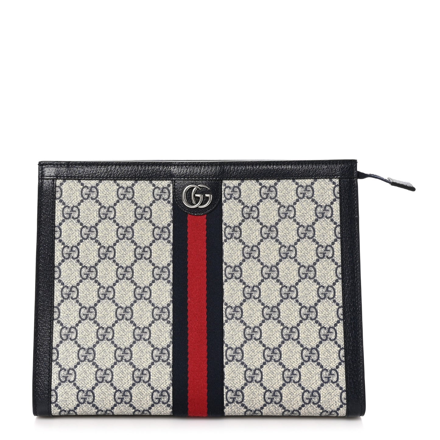 GG Supreme Monogram Web Ophidia Pouch Beige Blue