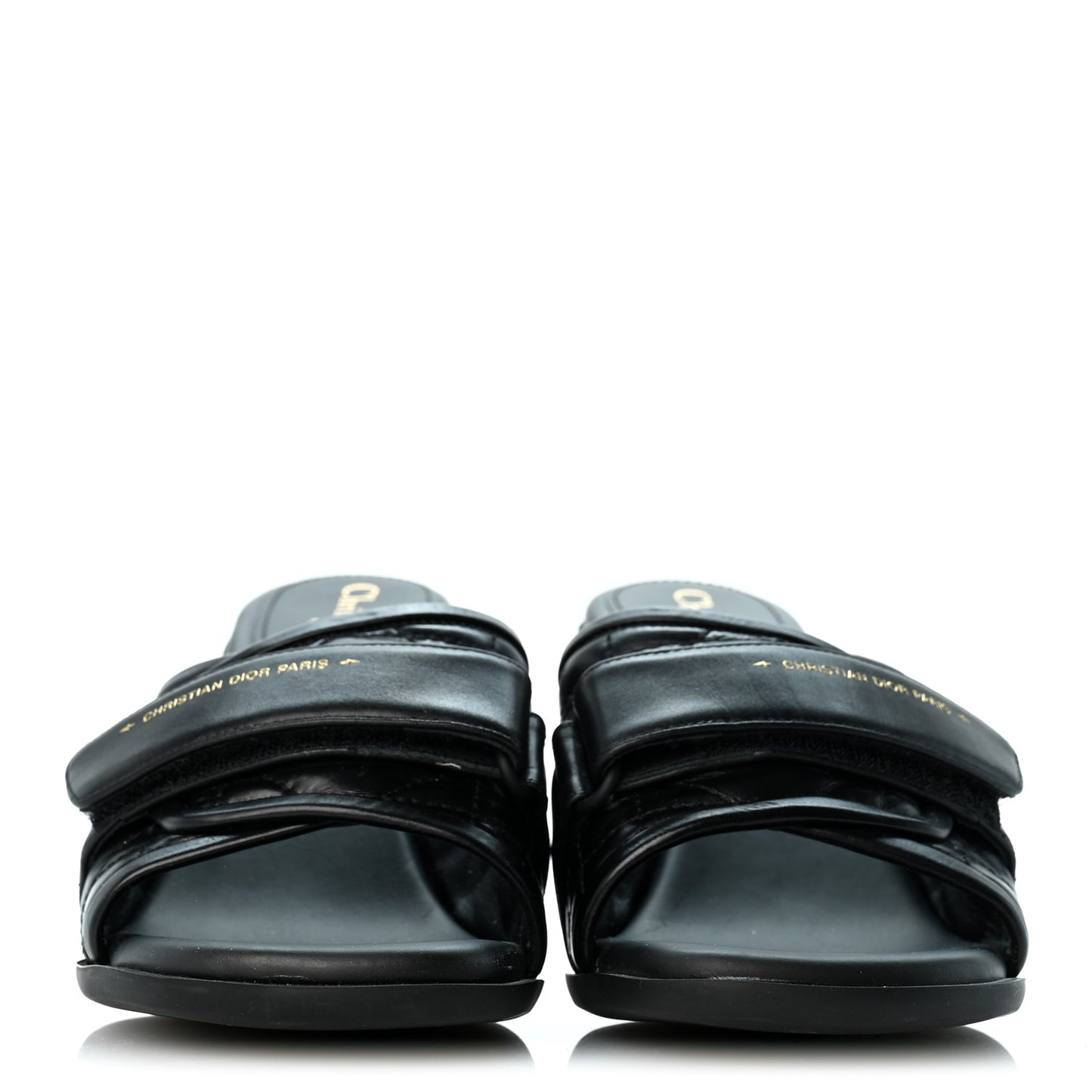 Calfskin Cannage Quilted Dio(r)evolution 80mm Slide Sandals 39 Black