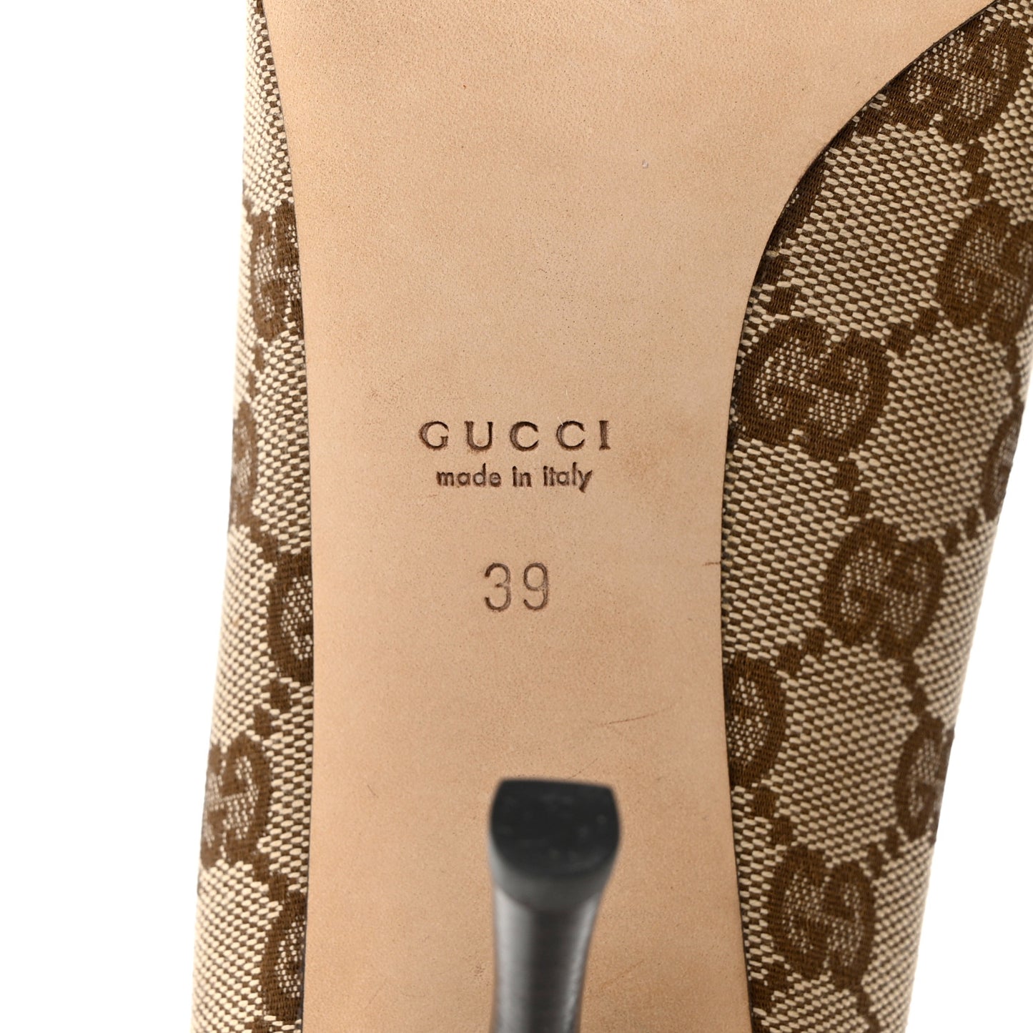 Monogram Horsebit Horsebit Open Toe Pumps 39 Brown