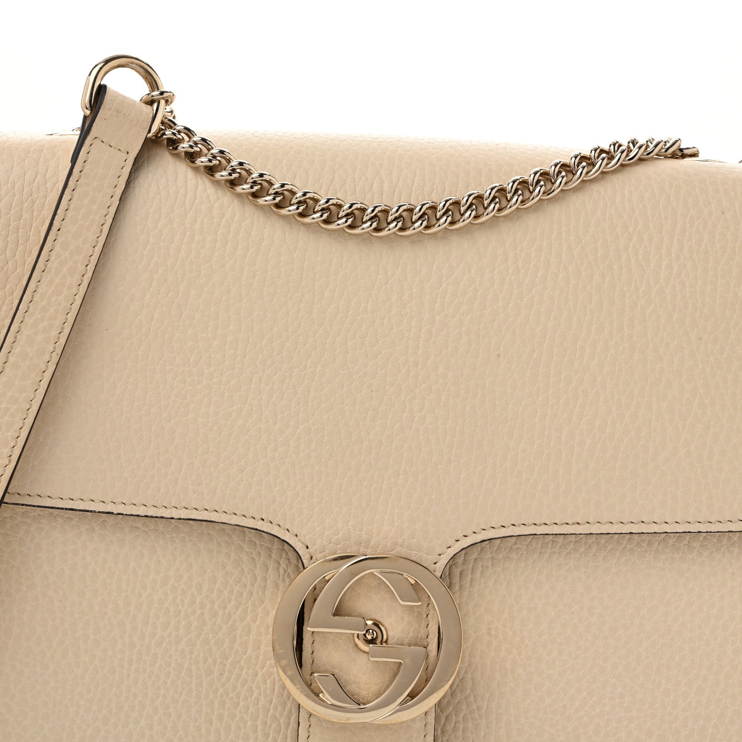Gucci Dollar Calfskin Interlocking G Shoulder Bag Ivoire 9 of 16