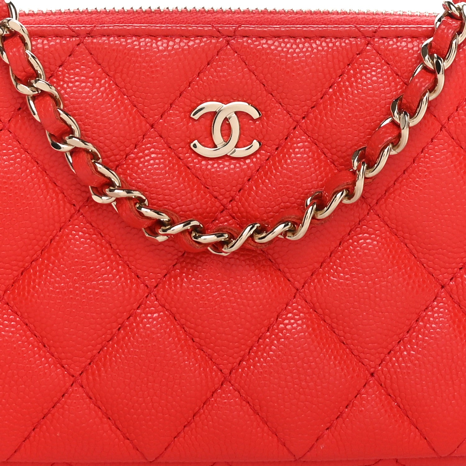 Chanel Caviar Quilted Small Clutch With Chain Red 9 of 11