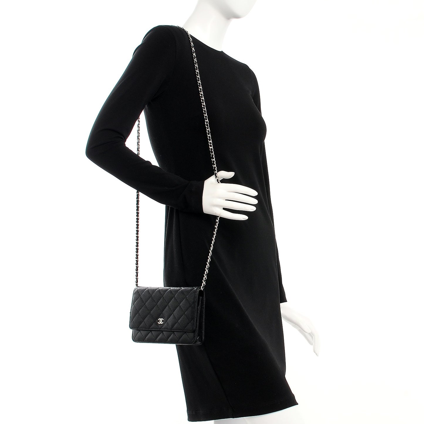 Caviar Quilted Wallet On Chain WOC Black