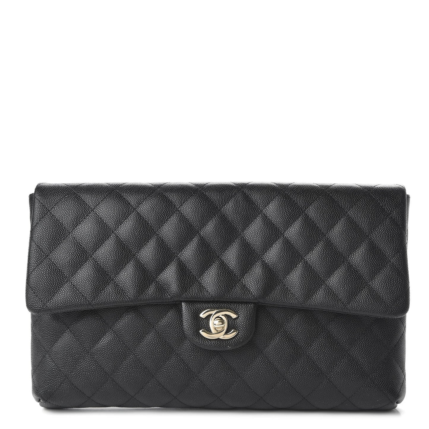 Caviar Quilted Flap Clutch Black