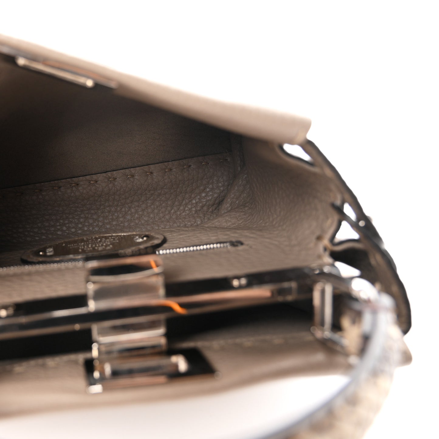 Cuoio Romano Snakeskin Selleria Mini Peekaboo Iconic Satchel Corda White
