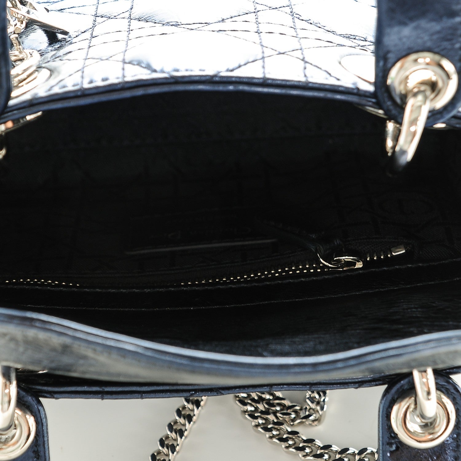 Christian Dior Metallic Calfskin Cannage Mini Lady Dior Marine 5 of 6