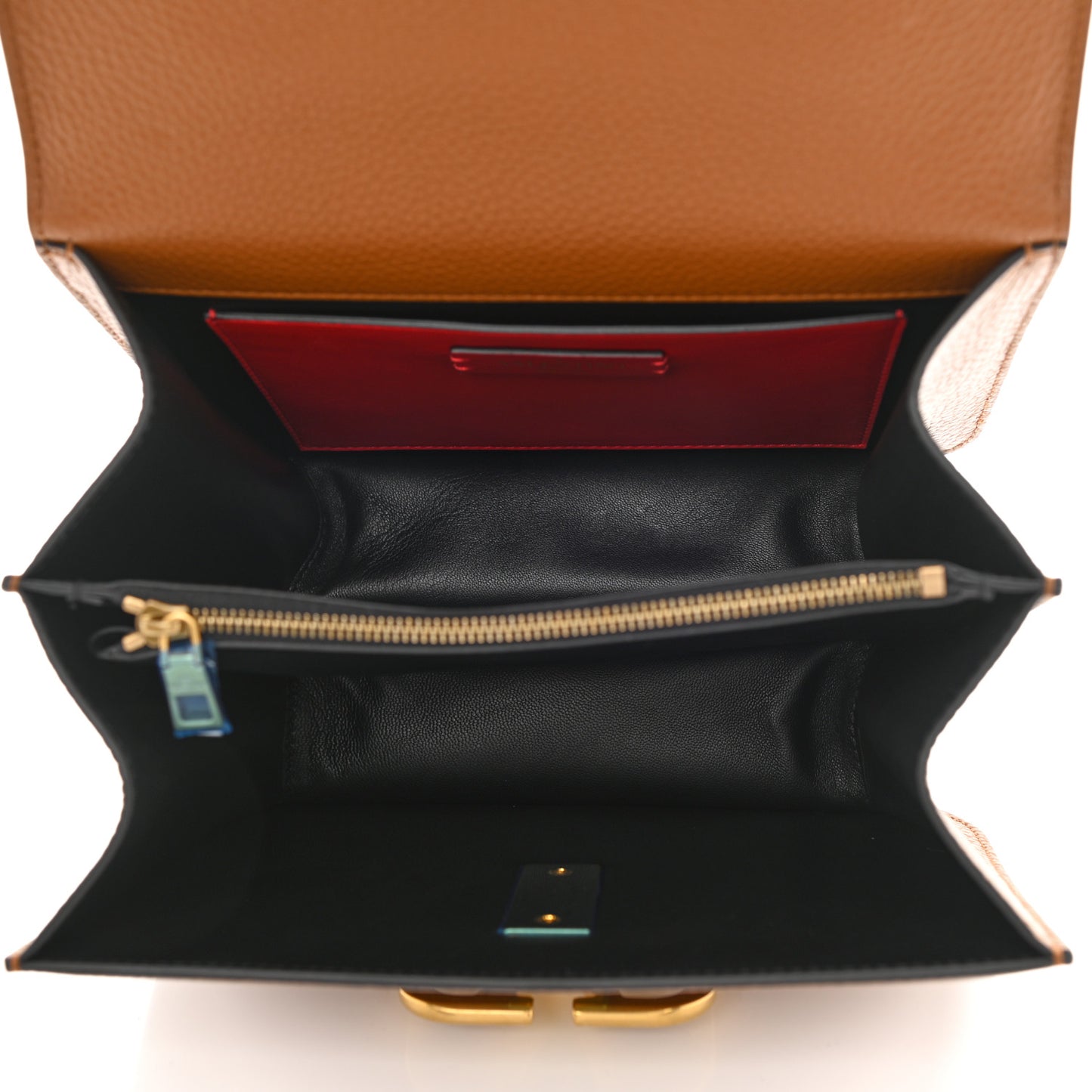 Grained Calfskin Large VSling Shoulder Bag Saddle Brown