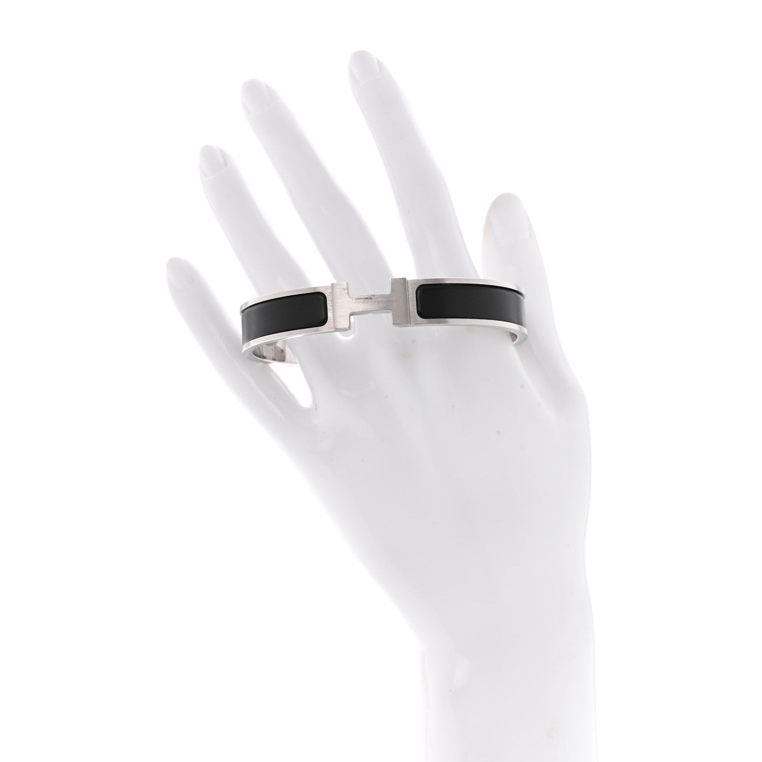 Hermes Matte Enamel Narrow Clic Clac HH Bracelet T6 Black 2 of 6