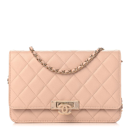 Chanel Caviar Quilted Golden Class Wallet On Chain WOC Light Beige 1 of 10
