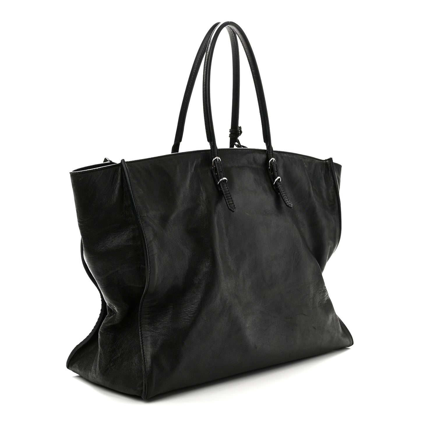 Supple Calfskin Papier A4 Zip Around Tote Black