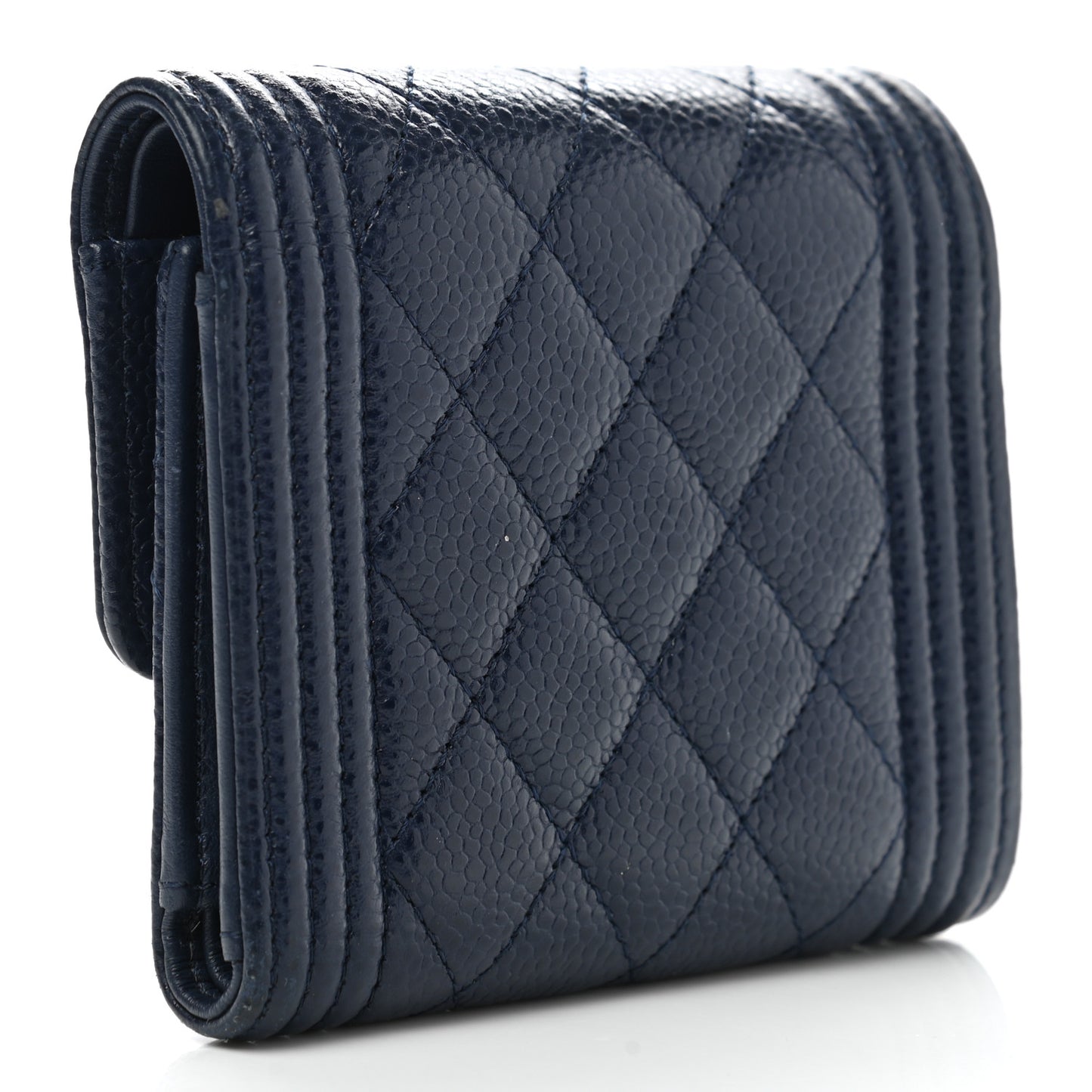 Caviar Quilted Compact Boy Wallet Blue
