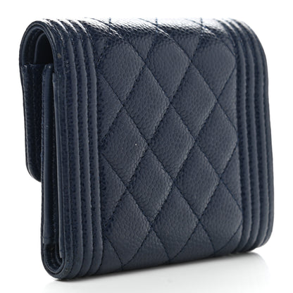 Chanel Caviar Quilted Compact Boy Wallet Blue 3 of 9