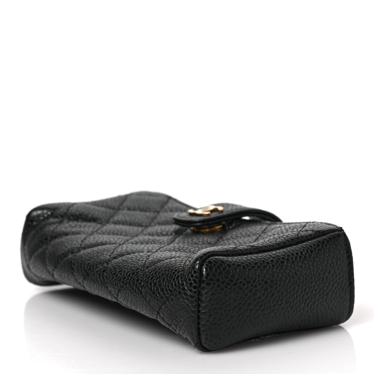 Caviar Quilted Mini Phone Holder Clutch Black