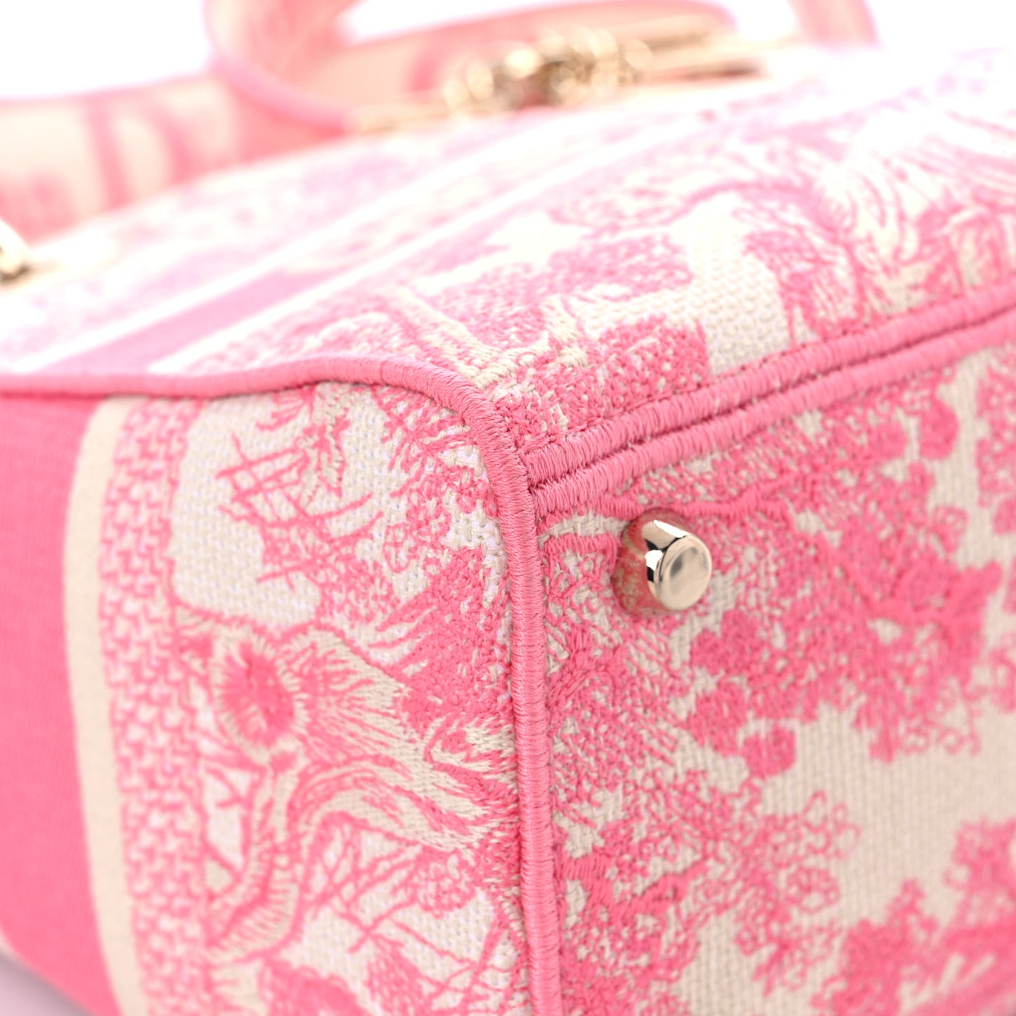 Canvas Toile De Jouy Embroidered Medium Lady D-Lite Peony Pink
