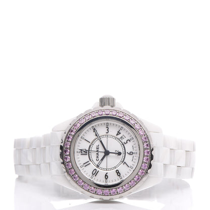 Chanel Stainless Steel Ceramic Pink Sapphire 33mm J12 Quartz Watch White 3 of 8