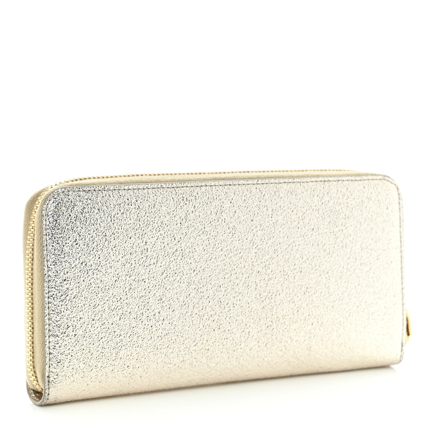 Saint Laurent Calfskin Metallic Monogram Continental Zip Around Wallet Silver 3 of 8