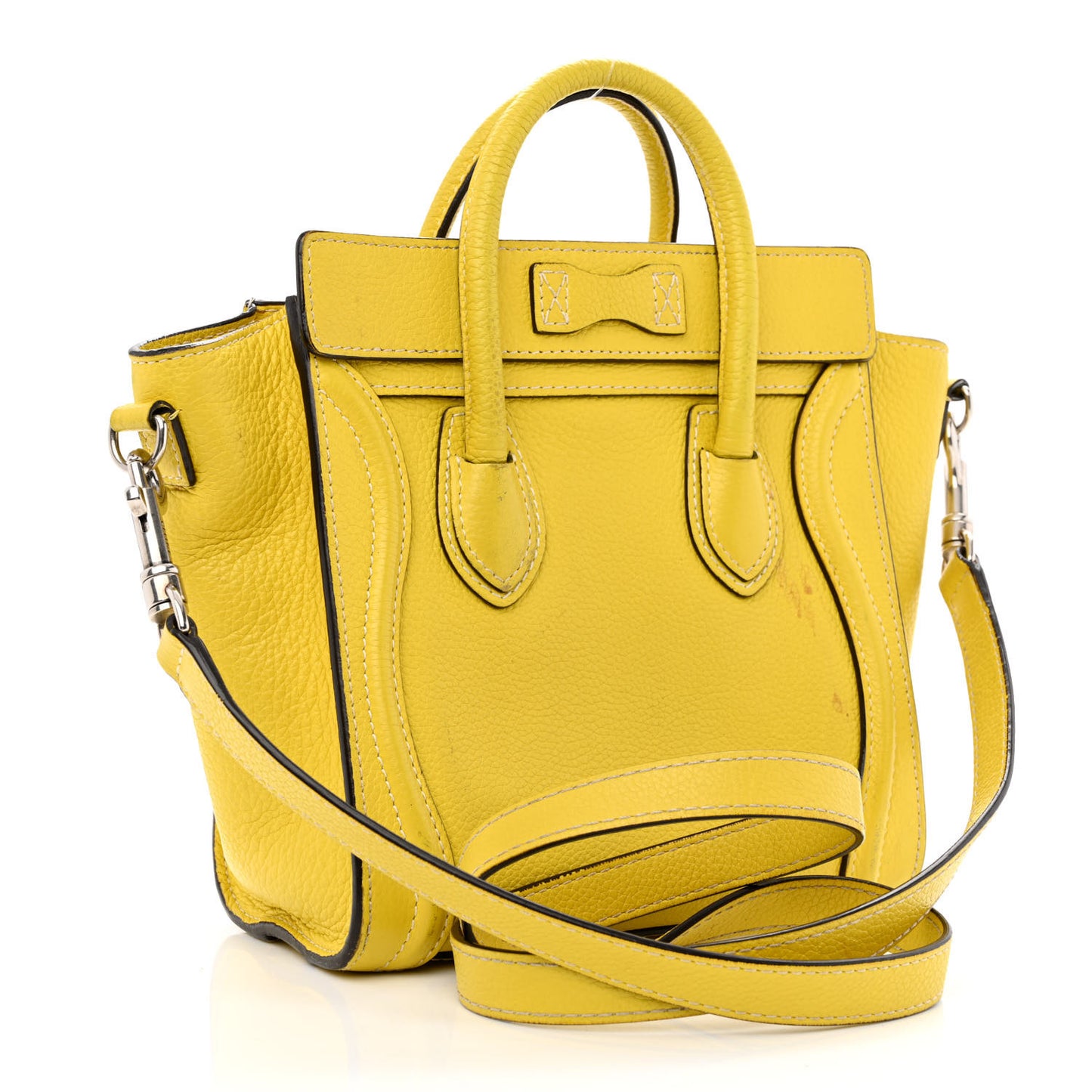 Drummed Calfskin Nano Luggage Citron