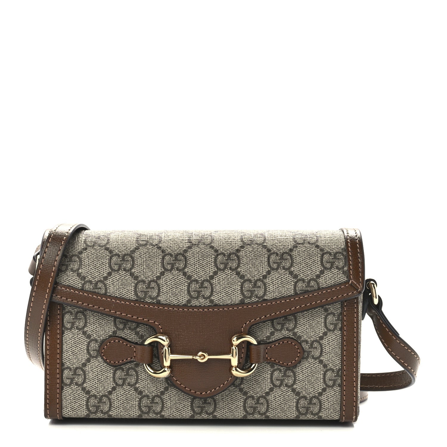Gucci GG Supreme Monogram Mini Horsebit 1955 Shoulder Bag Beige Brown Sugar 1 of 11