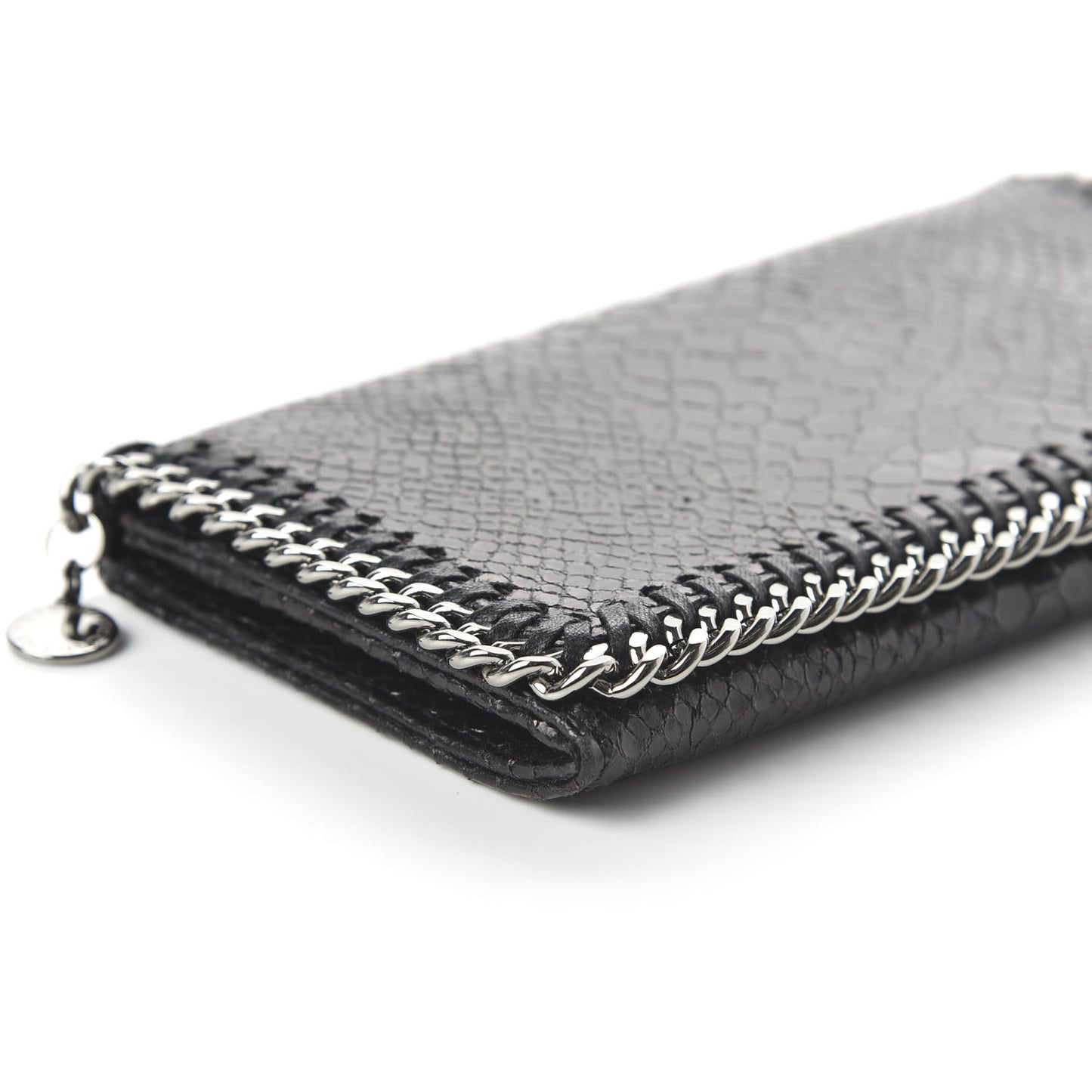Embossed Crocodile Effect Falabella Flap Wallet Black
