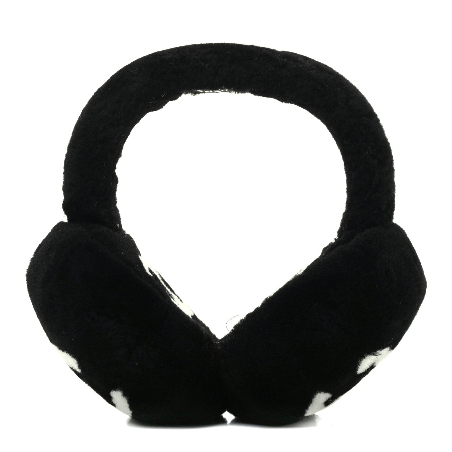 Chanel Shearling CC Ear Muffs Black White 1 of 6