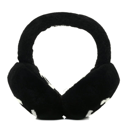Chanel Shearling CC Ear Muffs Black White 1 of 6