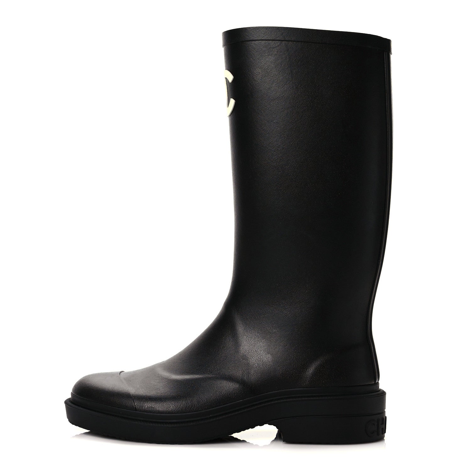 Chanel Caoutchouk CC High Boots 36 Black 1 of 9