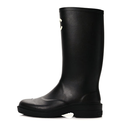 Chanel Caoutchouk CC High Boots 36 Black 1 of 9