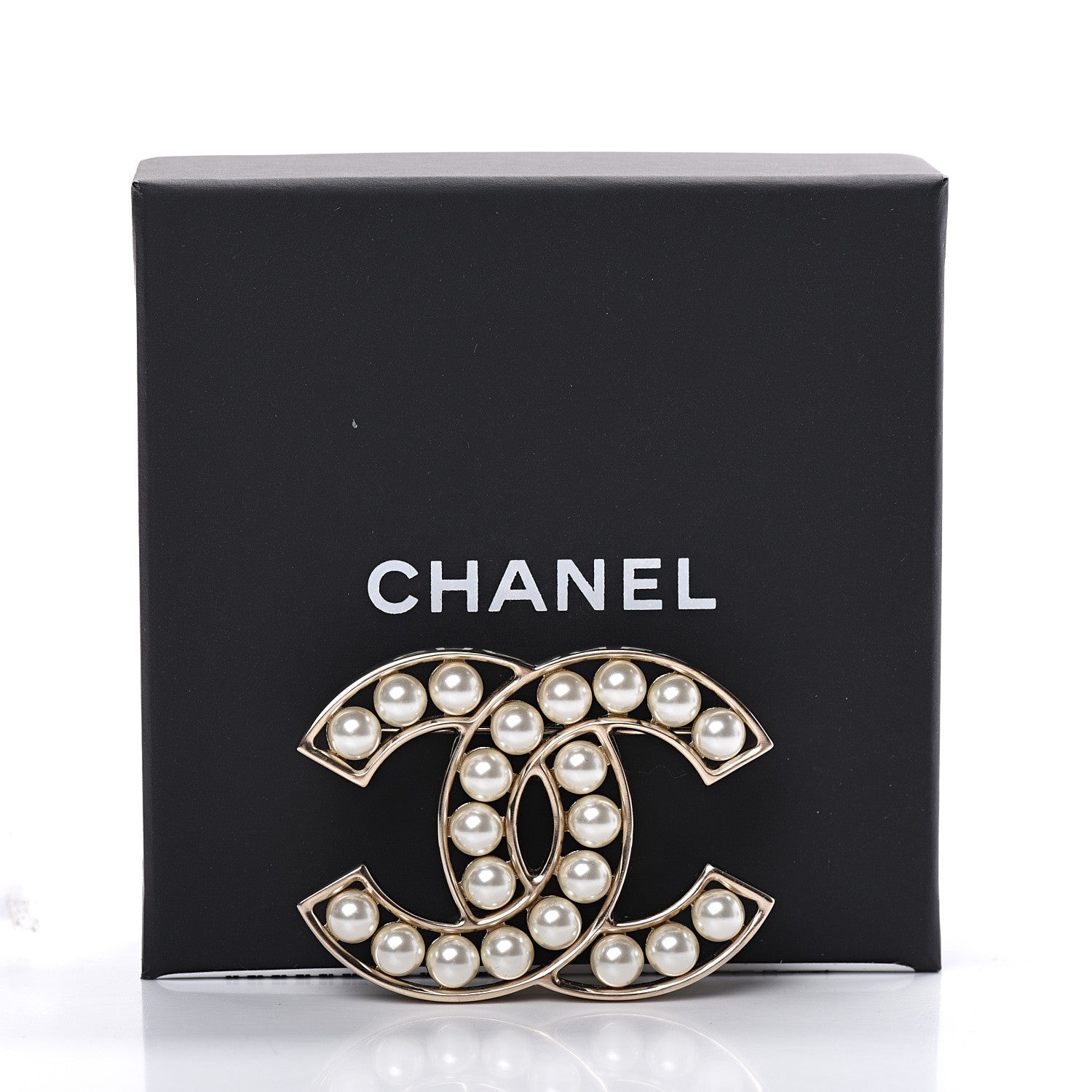 Chanel CC Pearl Brooch Pin Gold 4 of 4