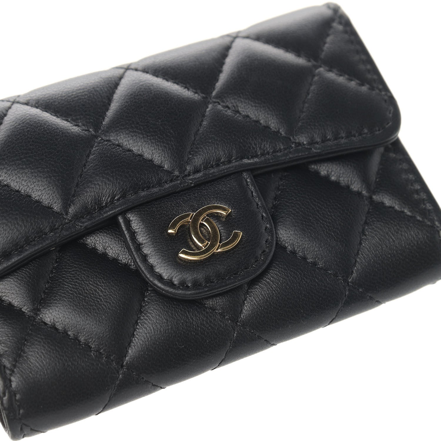 Chanel Lambskin Quilted Flap Card Holder Black 15 of 20