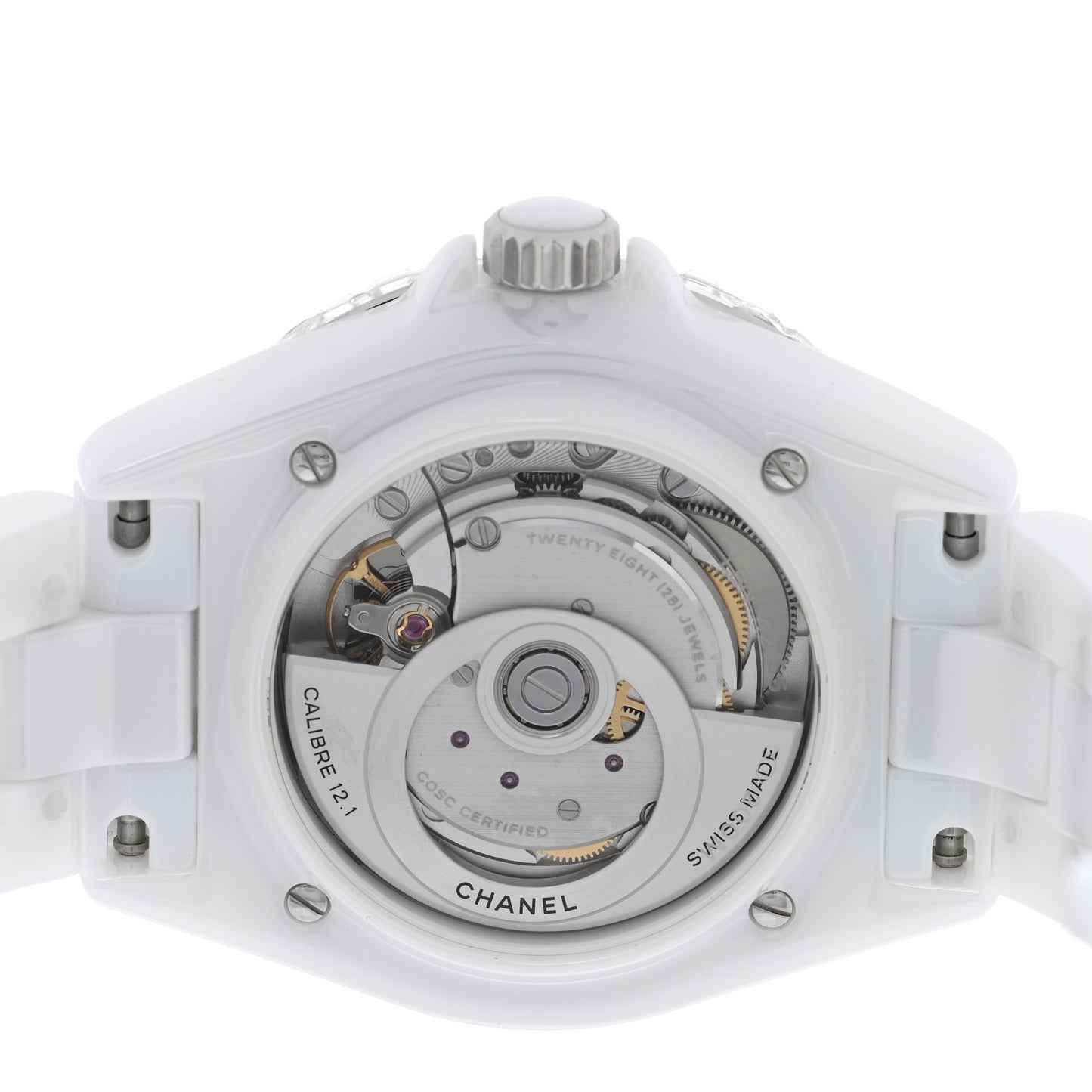 Stainless Steel Ceramic Diamond 38mm J12 Automatic Watch White