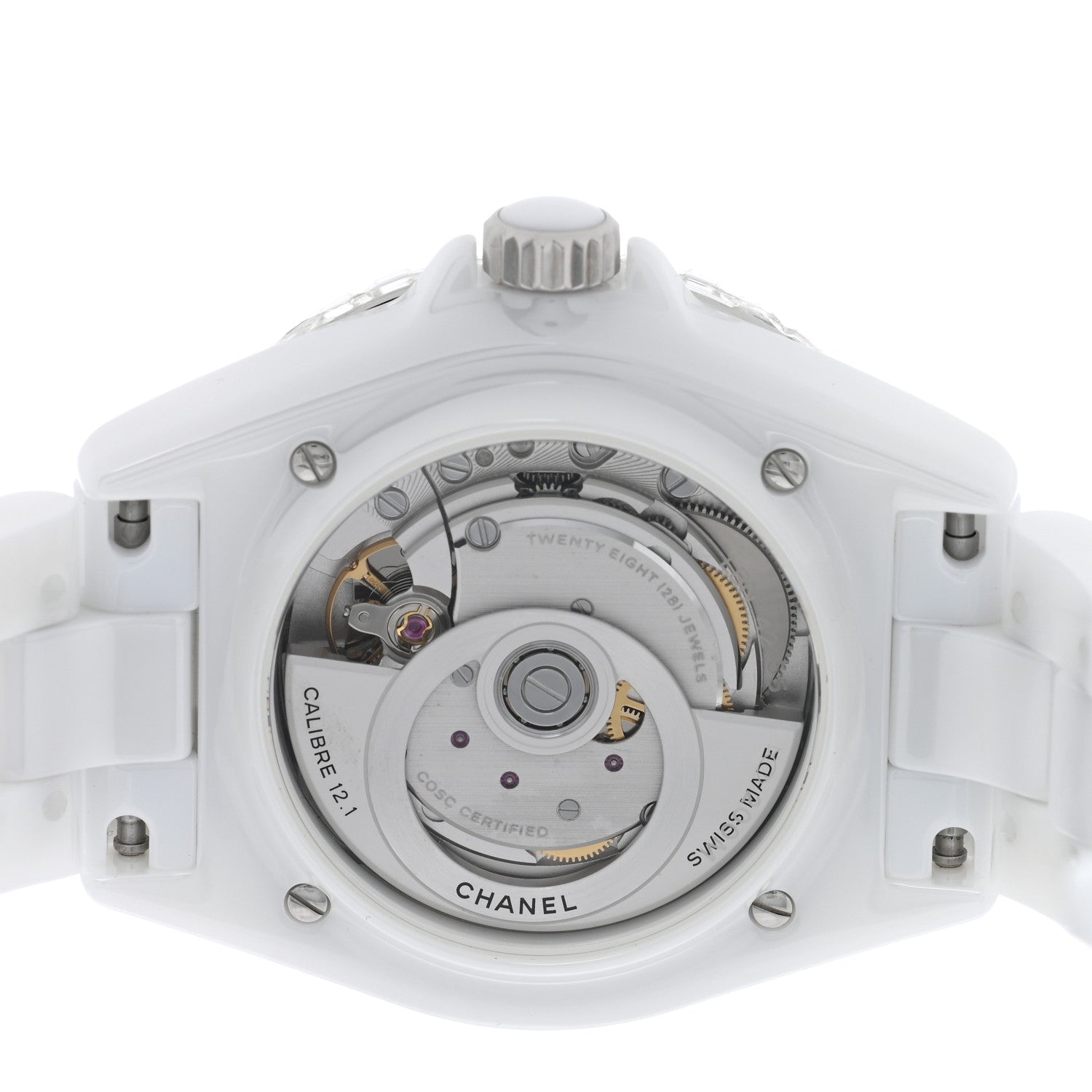 Chanel Stainless Steel Ceramic Diamond 38mm J12 Automatic Watch White 4 of 5