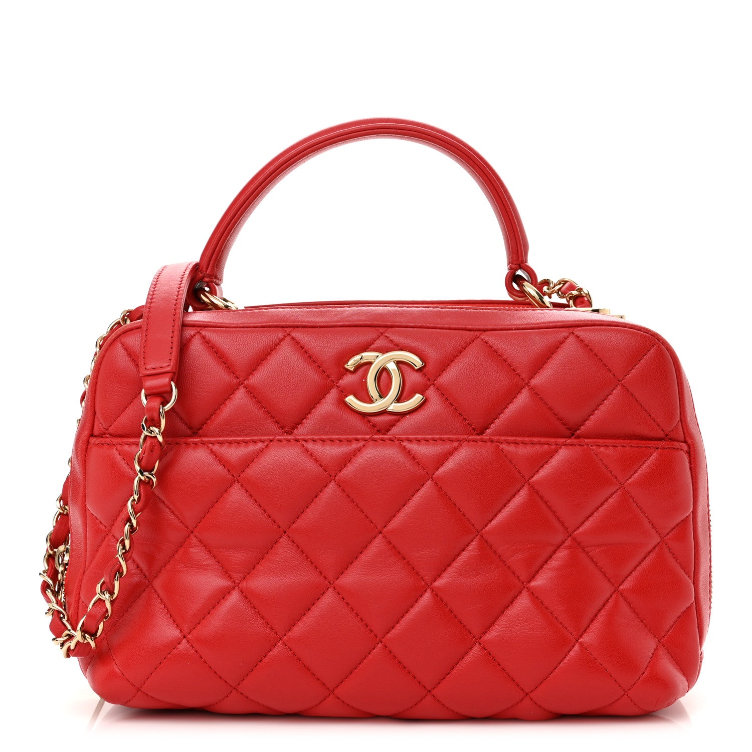 Chanel Lambskin Quilted Medium Trendy CC Bowling Bag Red 1 of 11