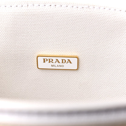 Prada Wicker Canvas Panier Bucket Bag Naturale White 7 of 9