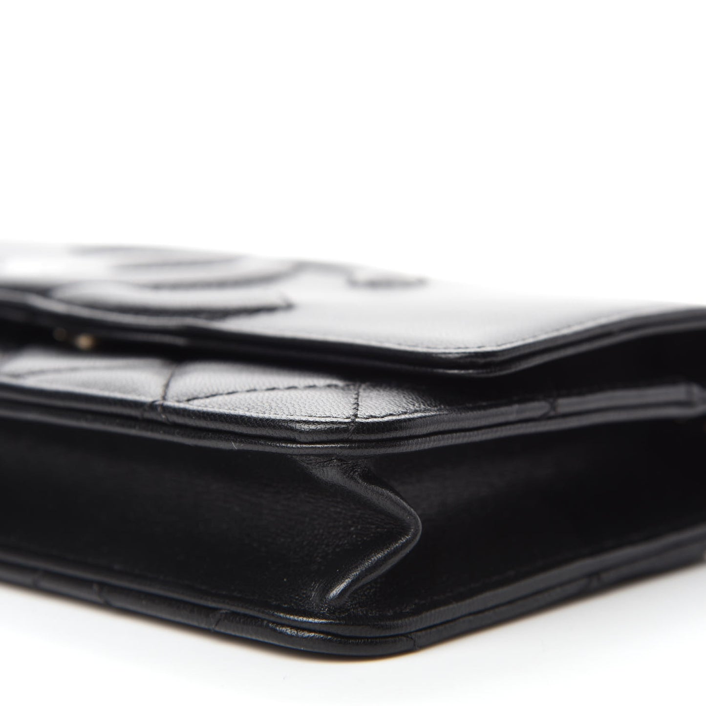 Goatskin Quilted Timeless CC Wallet On Chain WOC Black