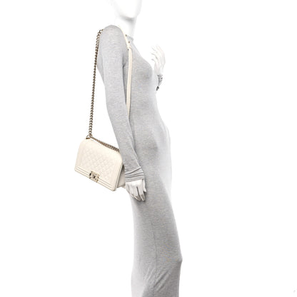 Chanel Caviar Quilted Medium Boy Flap White 2 of 12