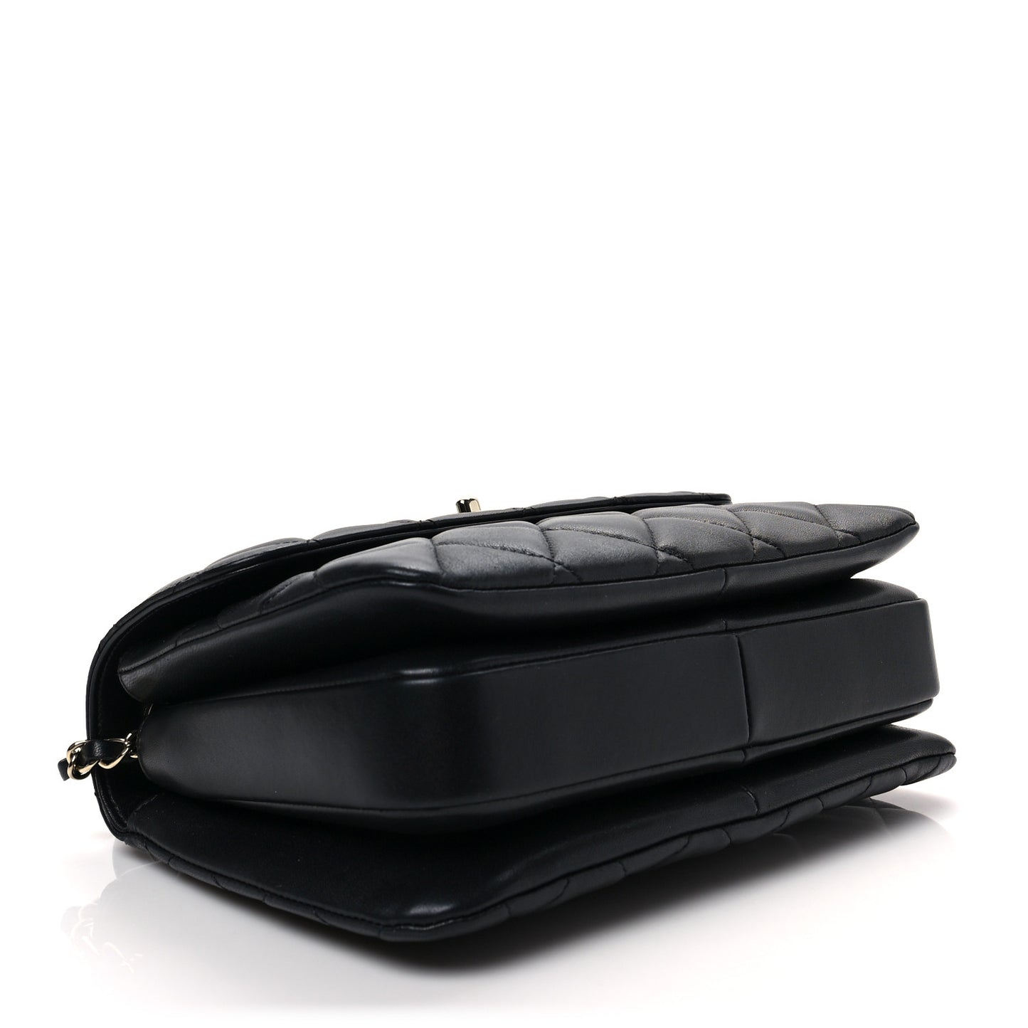 Lambskin Quilted Small Trendy CC Dual Handle Flap Bag Black