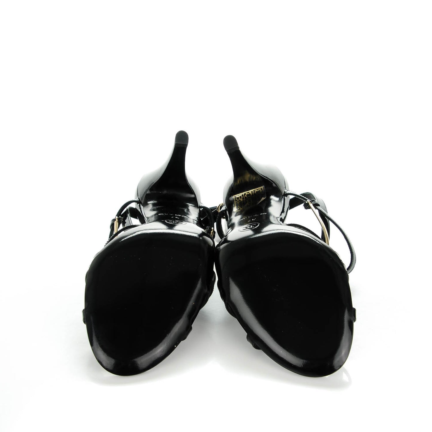 Patent CC Sandals 37 Black Gold