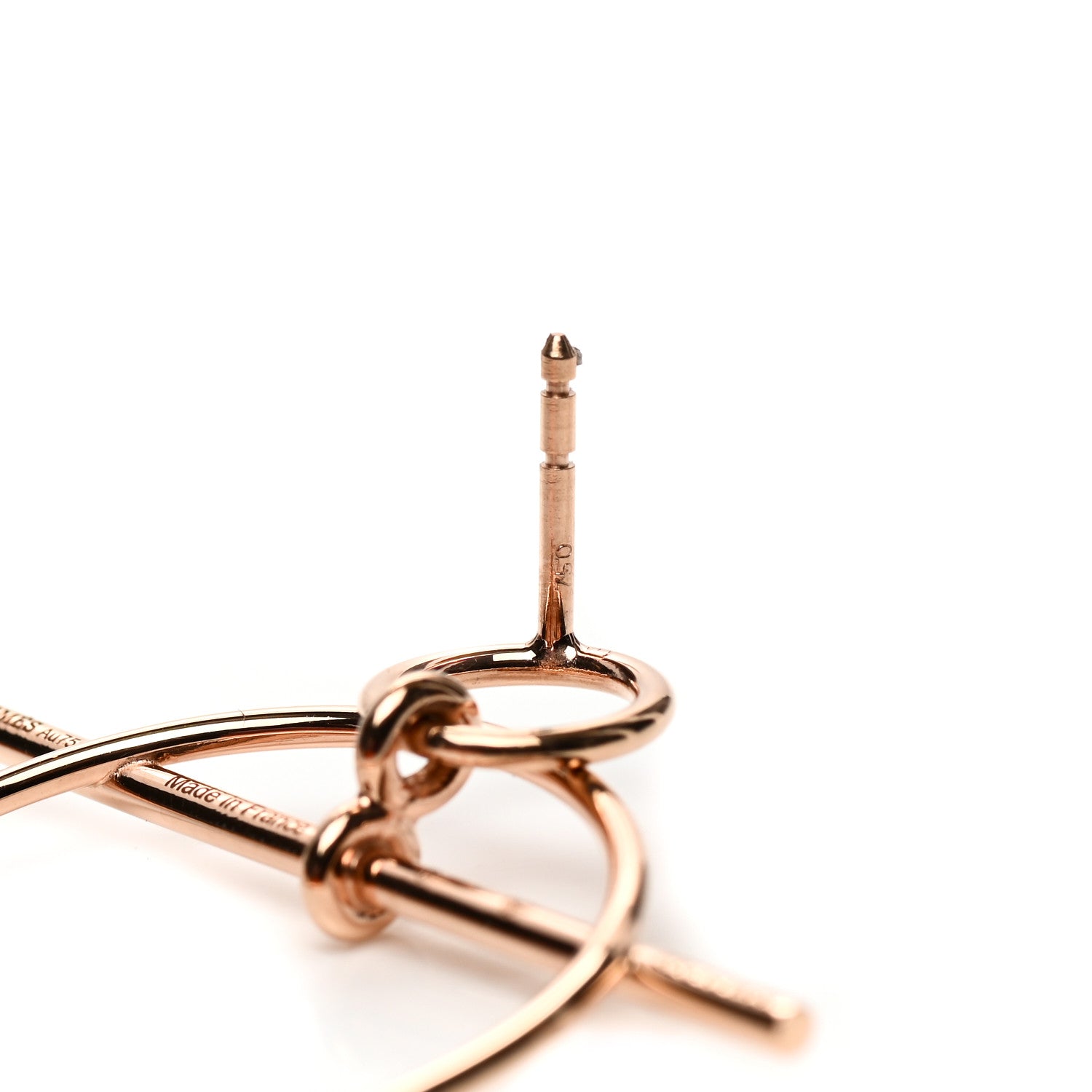 Hermes 18K Rose Gold PM Loop Earrings 5 of 6