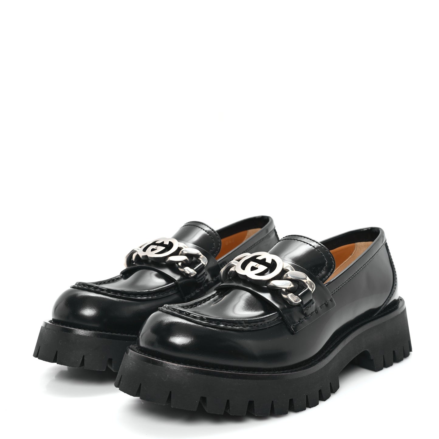 Cordovan Lux Womens Jeanne Platform Lug Sole 30/45mm Loafers 38.5 Black