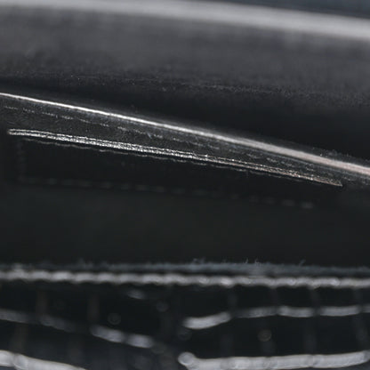 Saint Laurent Calfskin Crocodile Embossed Medium Monochrome Monogram Sunset Black 7 of 11