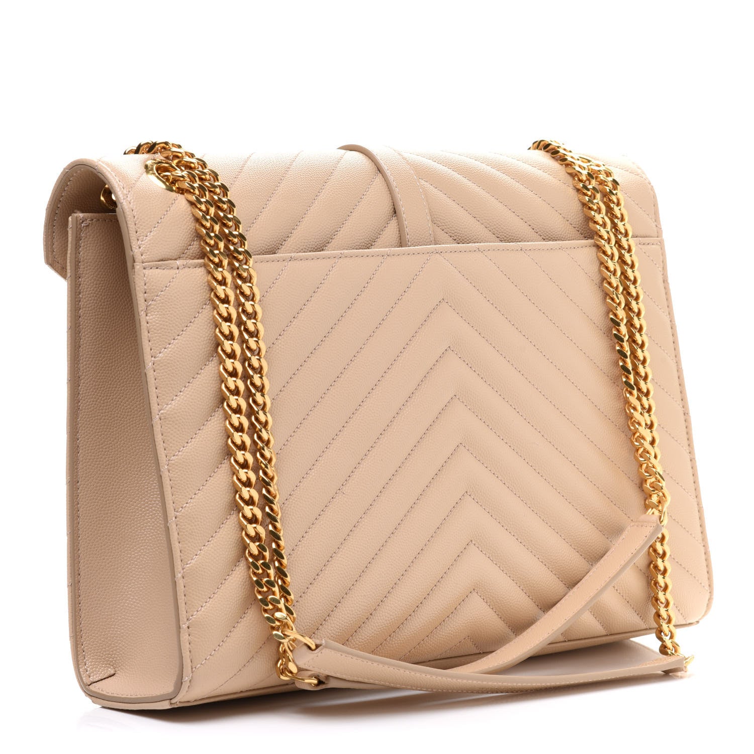Saint Laurent Grain De Poudre Matelasse Chevron Large Monogram Satchel Nude Powder 3 of 12