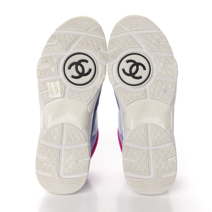 Chanel Nylon Calfskin Suede CC Womens Sneakers 39 Light Blue 6 of 14