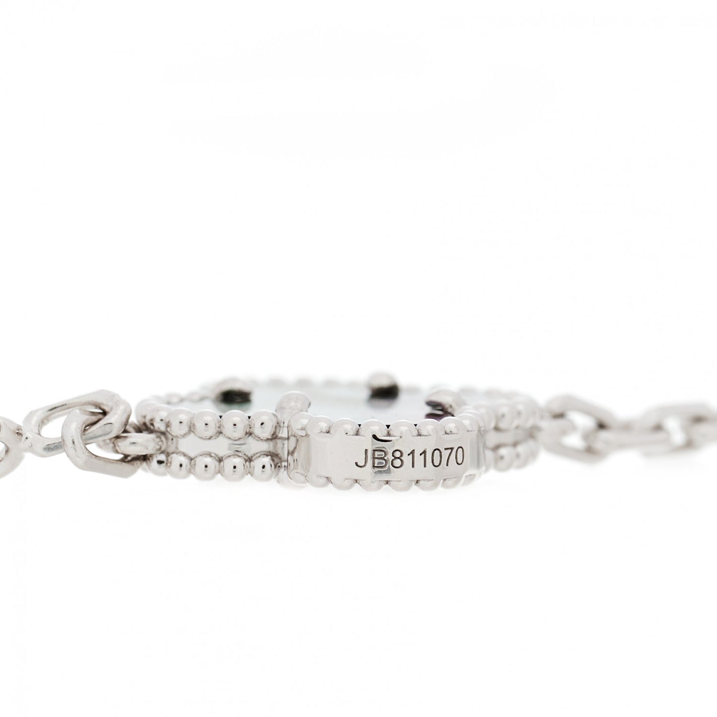 18K White Gold Grey Mother of Pearl 5 Motifs Vintage Alhambra Bracelet