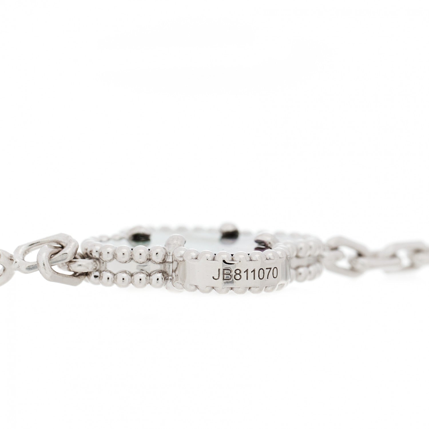 Van Cleef & Arpels 18K White Gold Grey Mother of Pearl 5 Motifs Vintage Alhambra Bracelet 3 of 7
