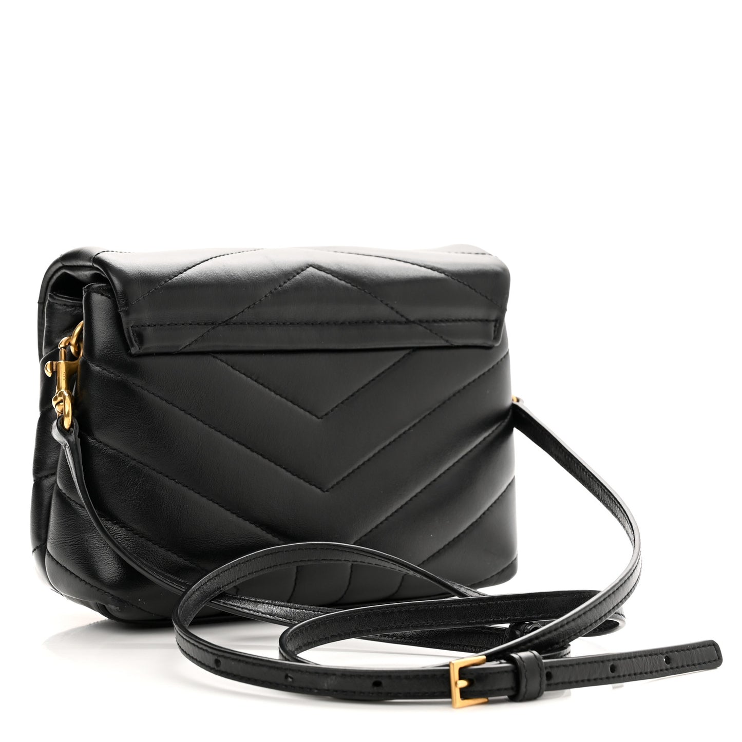 Calfskin Y Quilted Monogram Toy Loulou Crossbody Bag Black