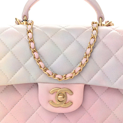 Chanel Lambskin Quilted Ombre Mini Top Handle Rectangular Flap Pink Multicolor 7 of 10