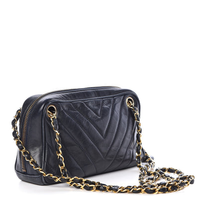 Chanel Lambskin Chevron Quilted Small Camera Case Black 3 of 18
