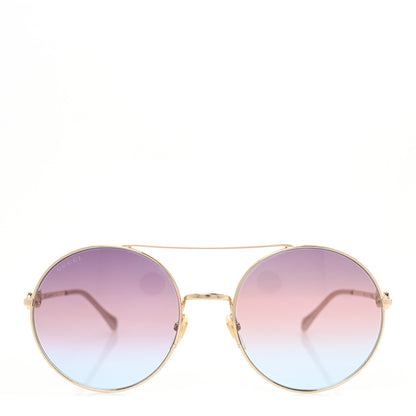 Gucci Metal Round Frame Horsebit Sunglasses GG0878S Gold 2 of 8